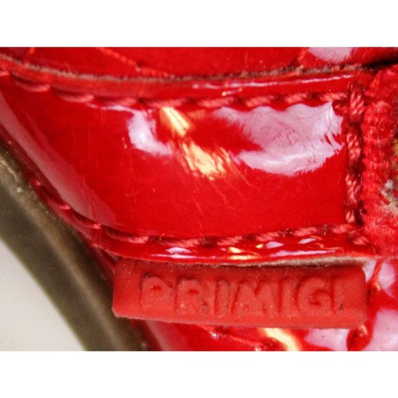 Primigi Quilted Look Mary Janes Red Patent Leather Sky Effect System Bow Heart - Picture 10 of 13